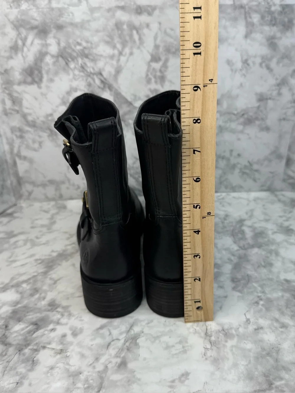 TORY BURCH Bennie Black Leather Buckled Ankle Biker Riding Boots Women’s Sz 8.5